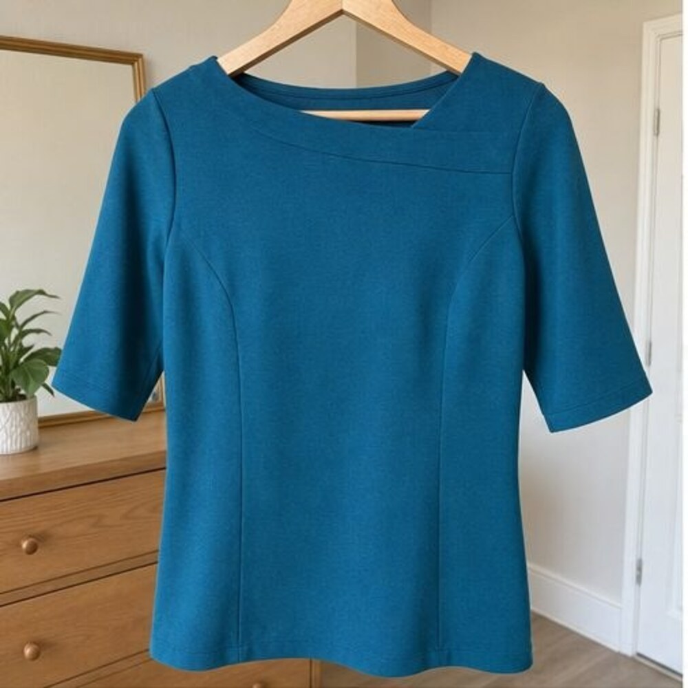 Navy V Neck Top